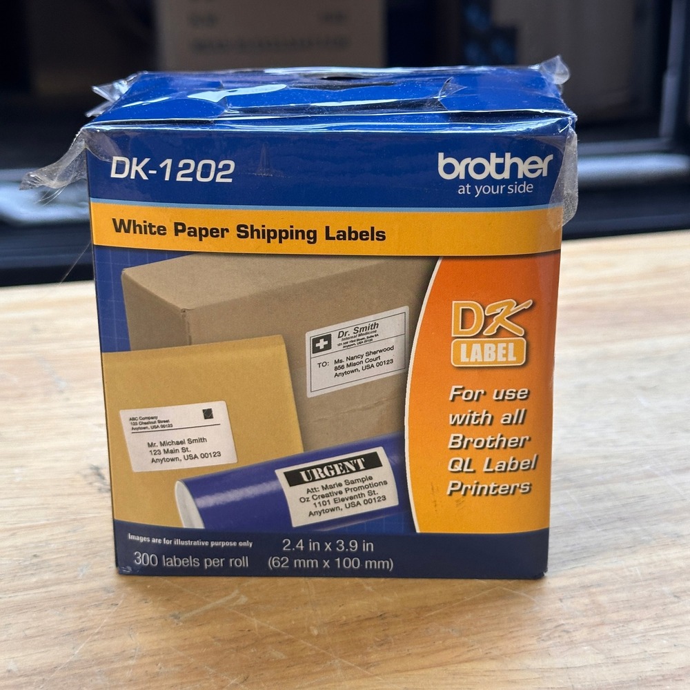 Brother DK-1202 White Paper Shiping Label 2.4" x 3.9" 300/Roll